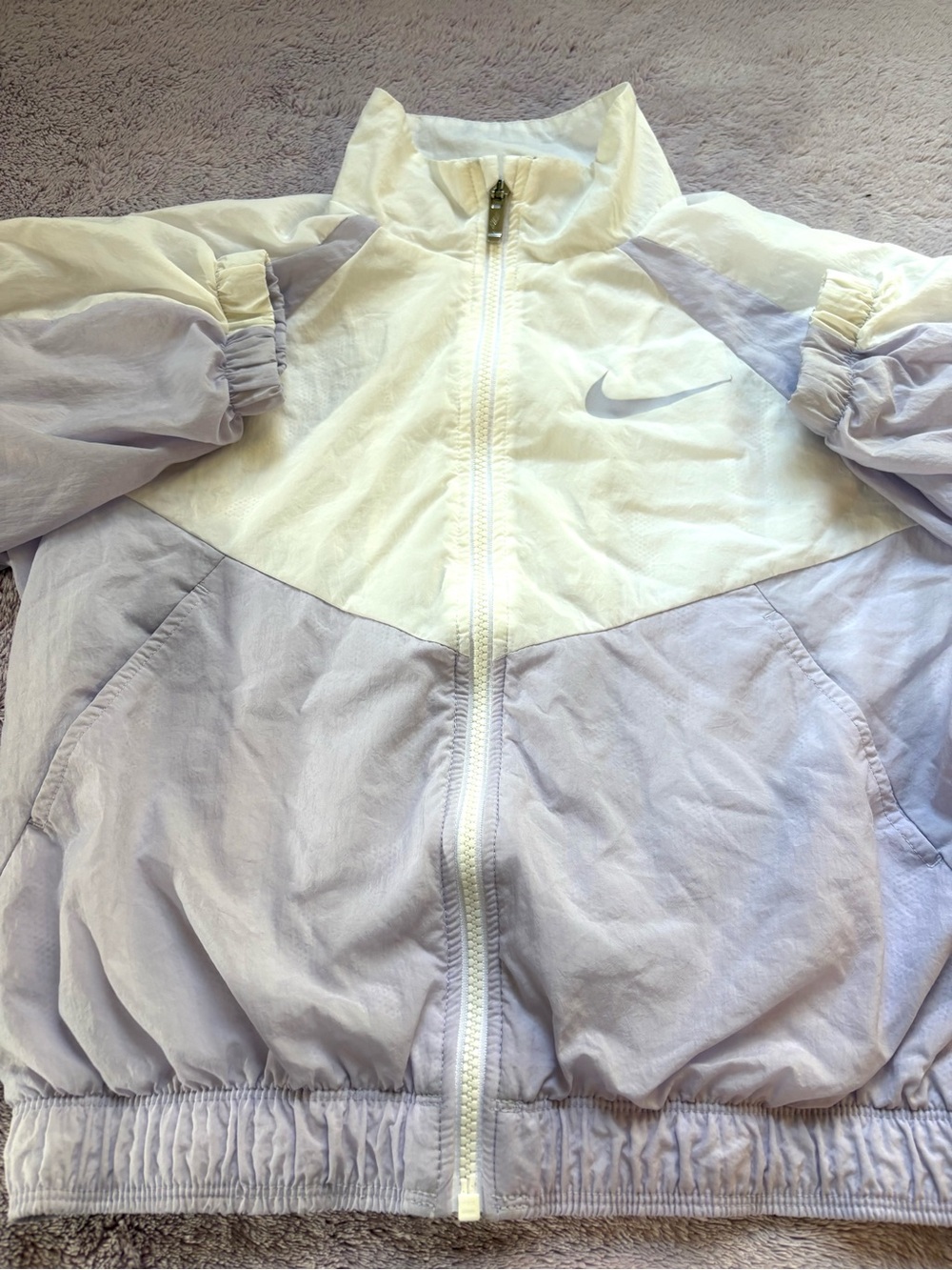 Nike (L) Girls Lavender and Cream Colorblock Jacket